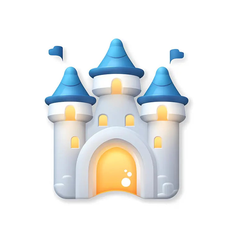 Cute Blue Castle Illustration