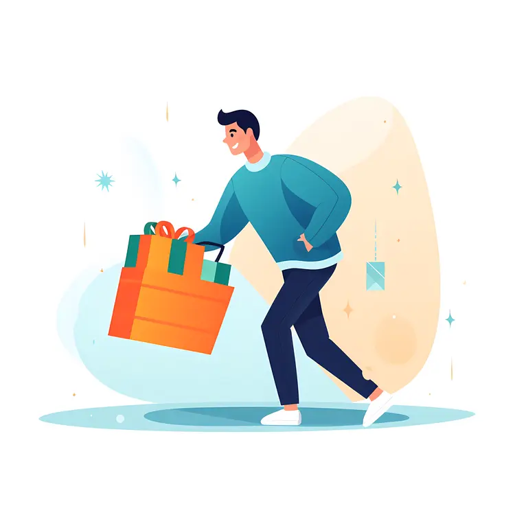 Man with Shopping Bags and Gifts