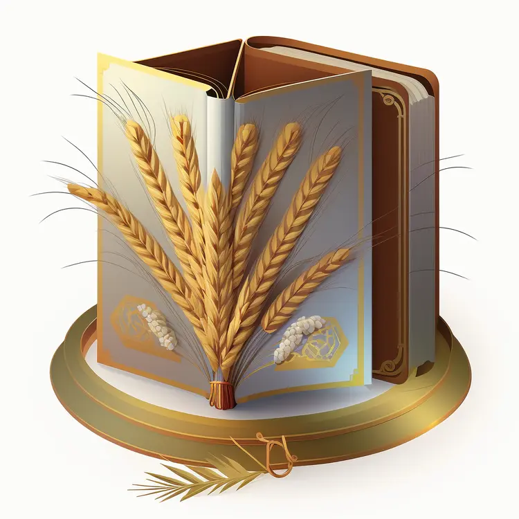 Open Book with Wheat Illustration