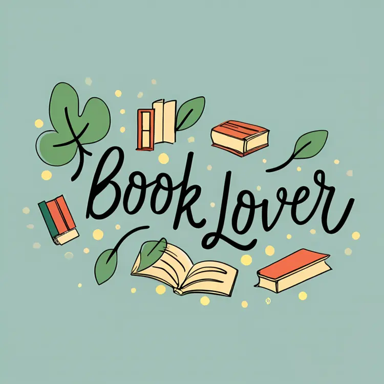 Book Lover with Open Book and Leaves
