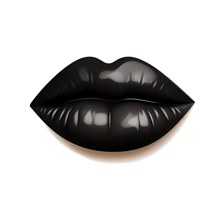Glossy Black Lips Illustration for Halloween Makeup Concept