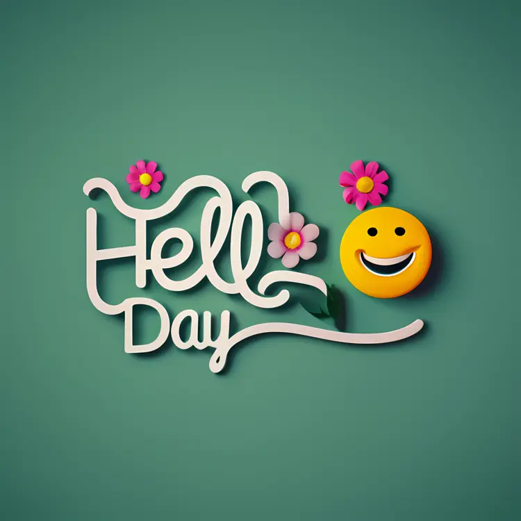 Hello Day with Flowers and Smiley Face