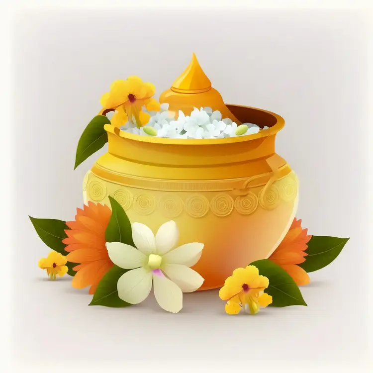 Traditional Decorative Pot with Flowers for Festival
