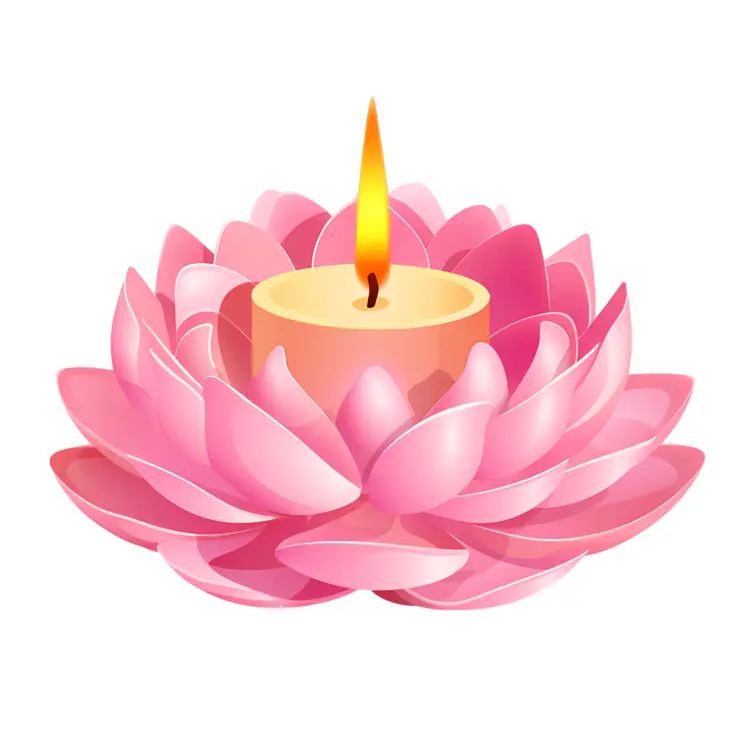 Pink Lotus Candle with Flame