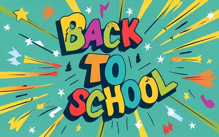 Back to School Text with Pencils and Apples