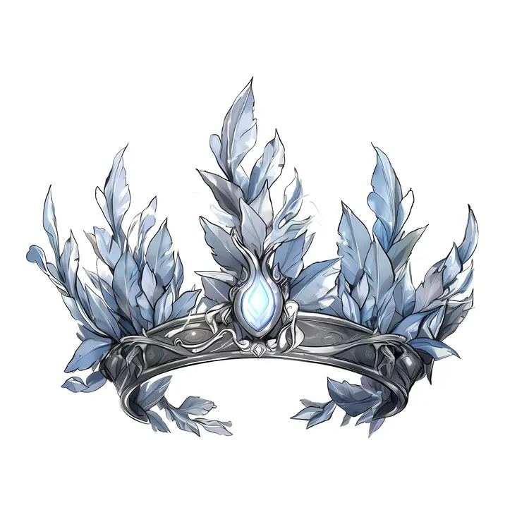 Elegant Silver Crown with Blue Feathers