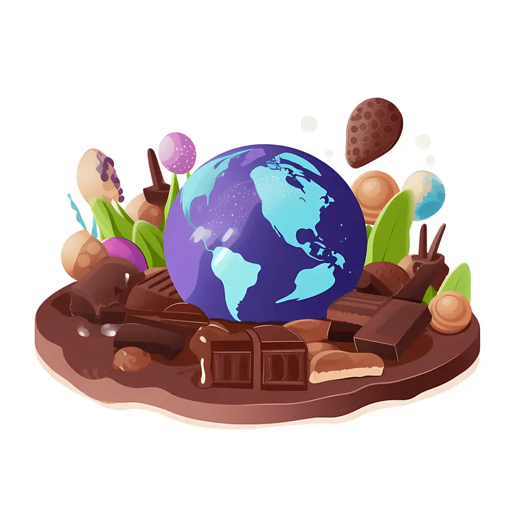 Earth Surrounded by Chocolate and Sweets for Earth Day