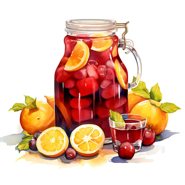 Red Sangria in a Pitcher with Fresh Fruits