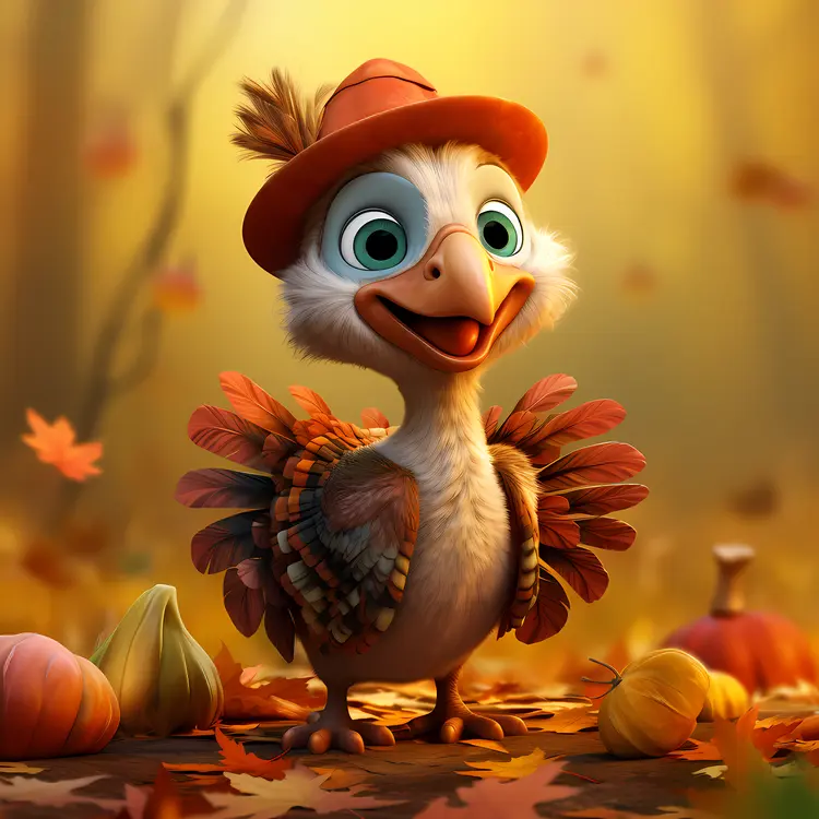 Turkey with Hat in Autumn