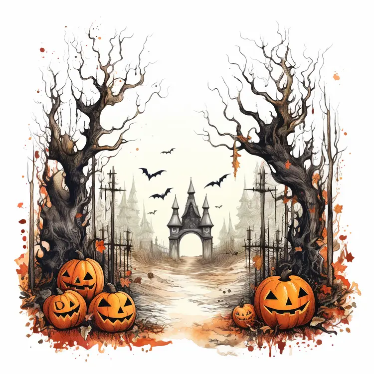 Spooky Path with Pumpkins