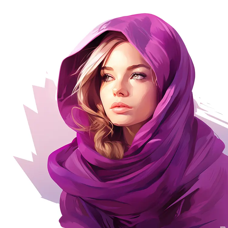 Woman with Purple Scarf Portrait