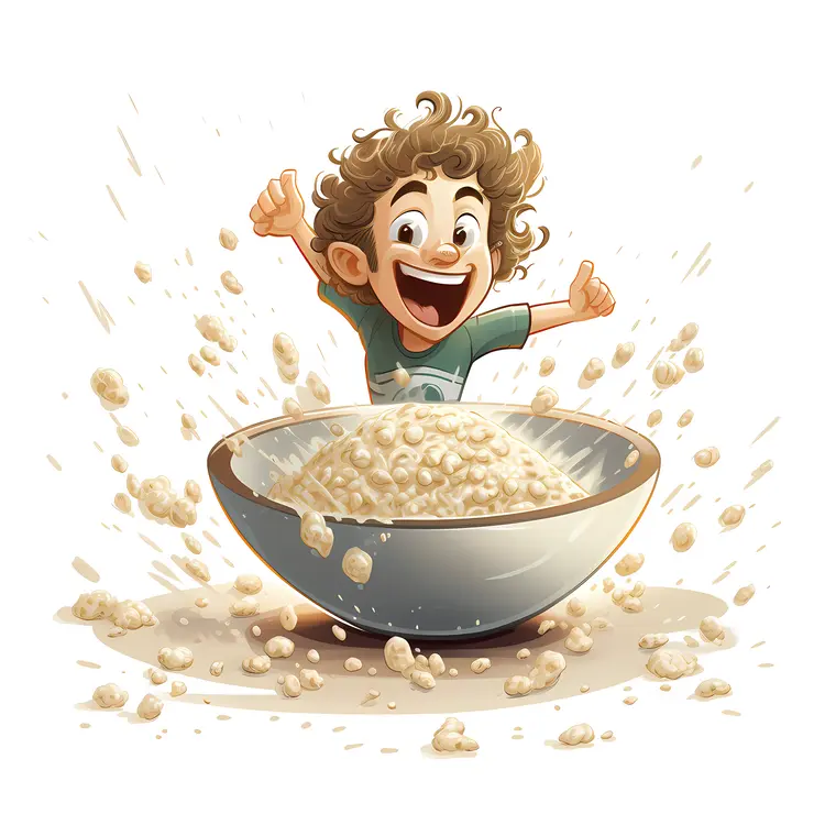 Happy Boy with Oatmeal