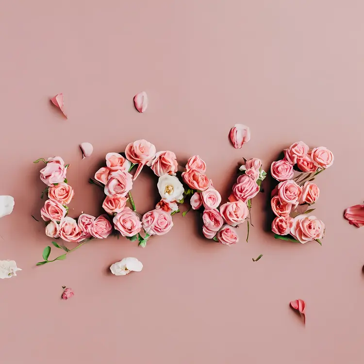 Love with Flowers Typography