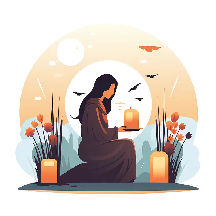Woman Reflecting with Candle