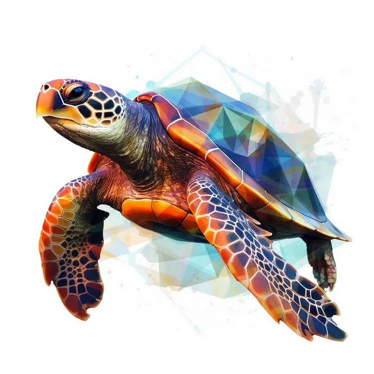 Colorful Turtle Swimming