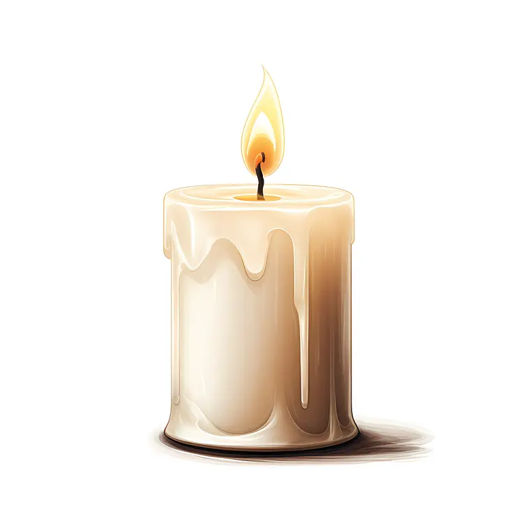 Short Candle with Dripping Wax