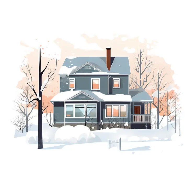 Snowy House in Winter