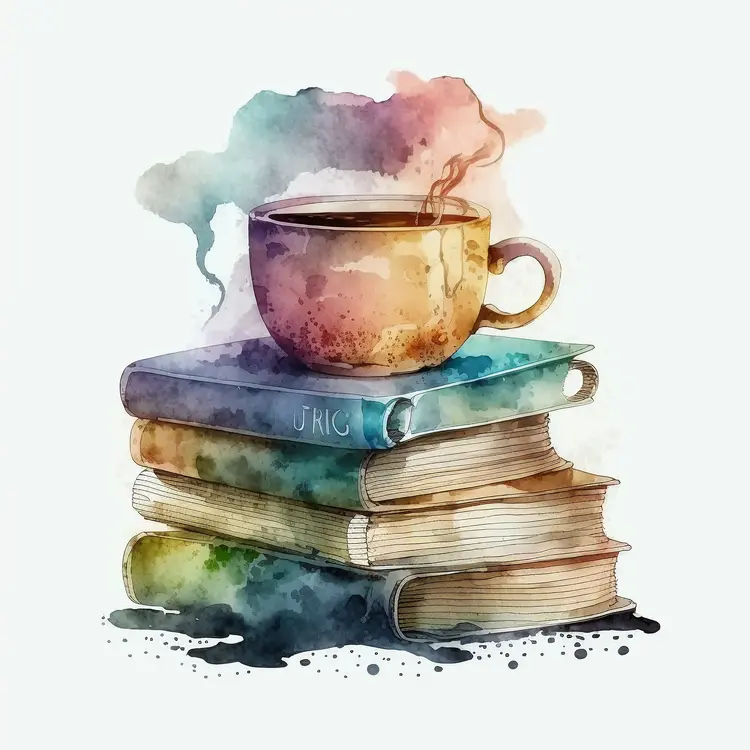 Cozy Coffee Cup on Stack of Books