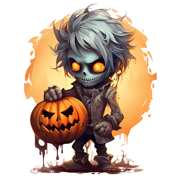 Zombie with Pumpkin for Halloween