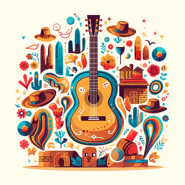 Guitar with Western Elements and Cactus