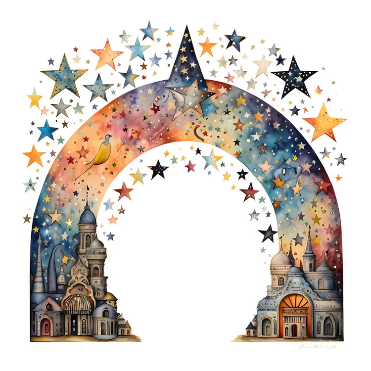Starry Arch with Buildings