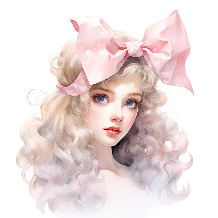 Elegant Girl with Pink Bow