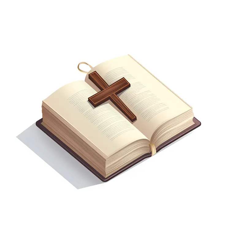 Open Bible with Wooden Cross