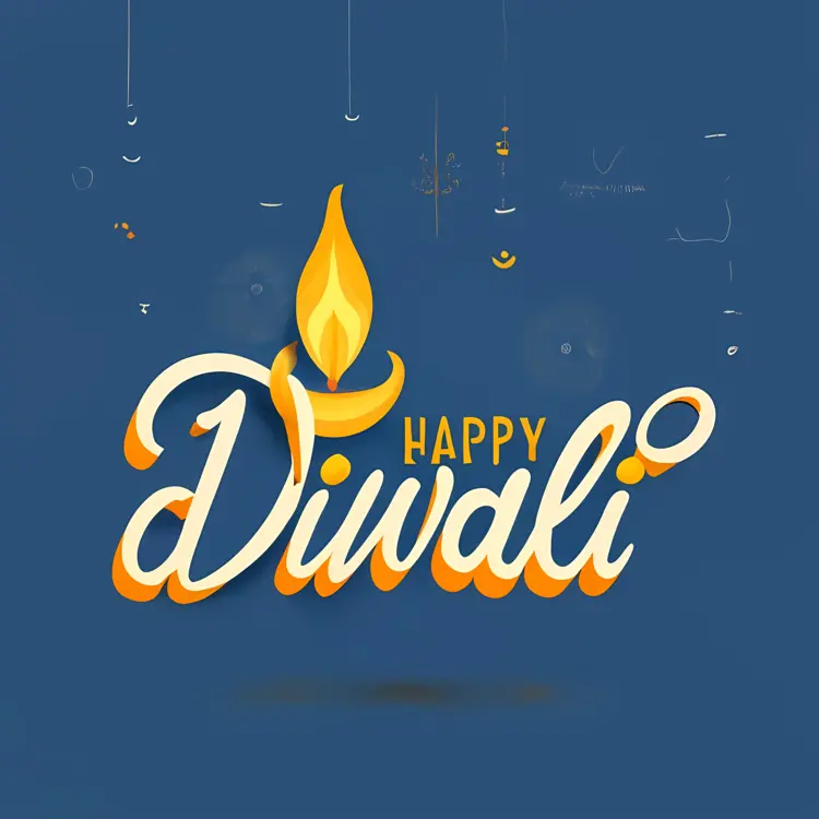Diwali Lamp with Happy Diwali Text