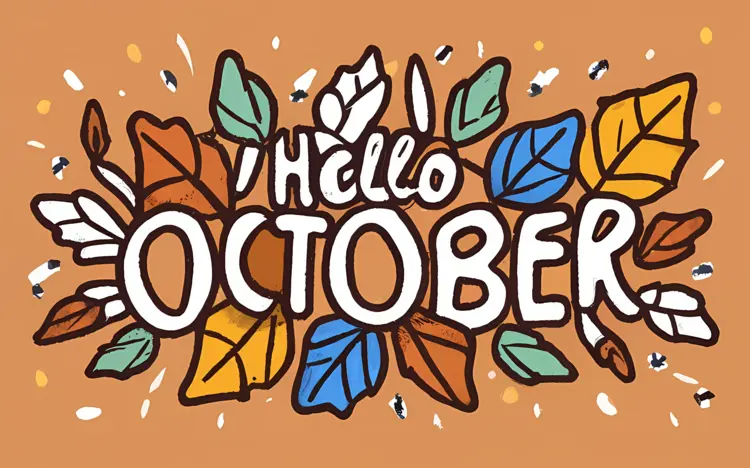 Hello October with Colorful Leaves