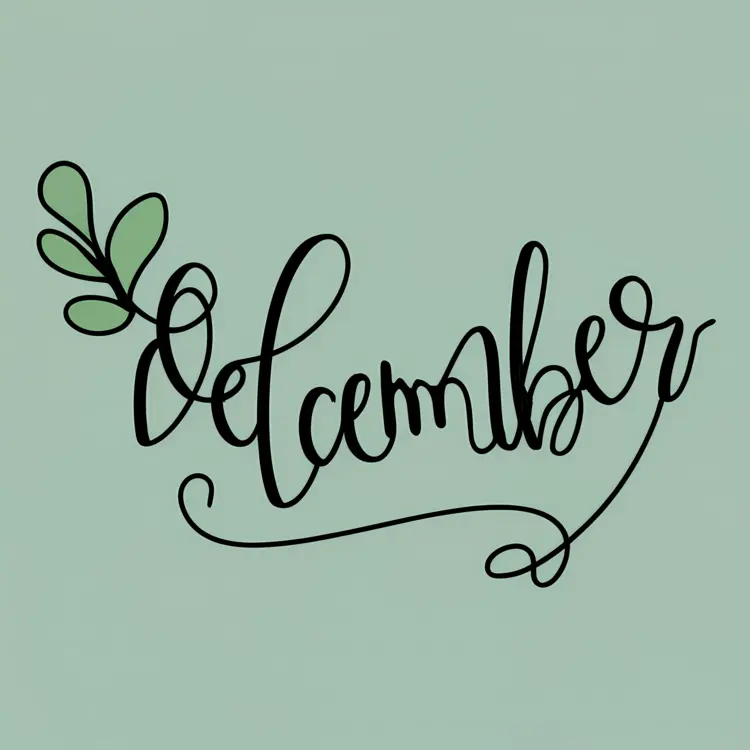 Handwritten December with Leaves