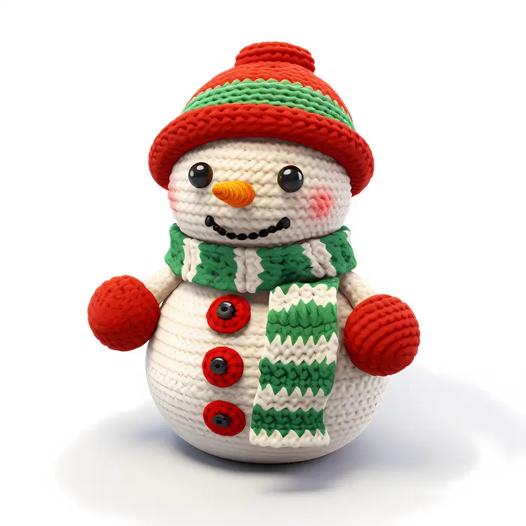 Cute Crochet Snowman with Red Mittens and Hat