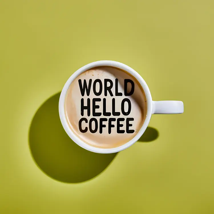 World Hello Coffee in Cup