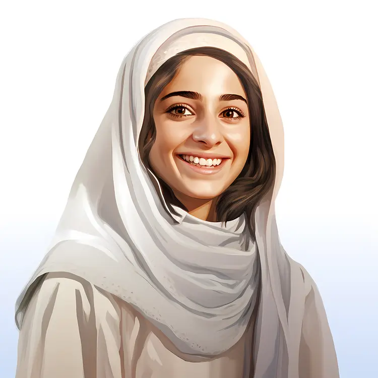 Smiling Woman in Hijab Illustration