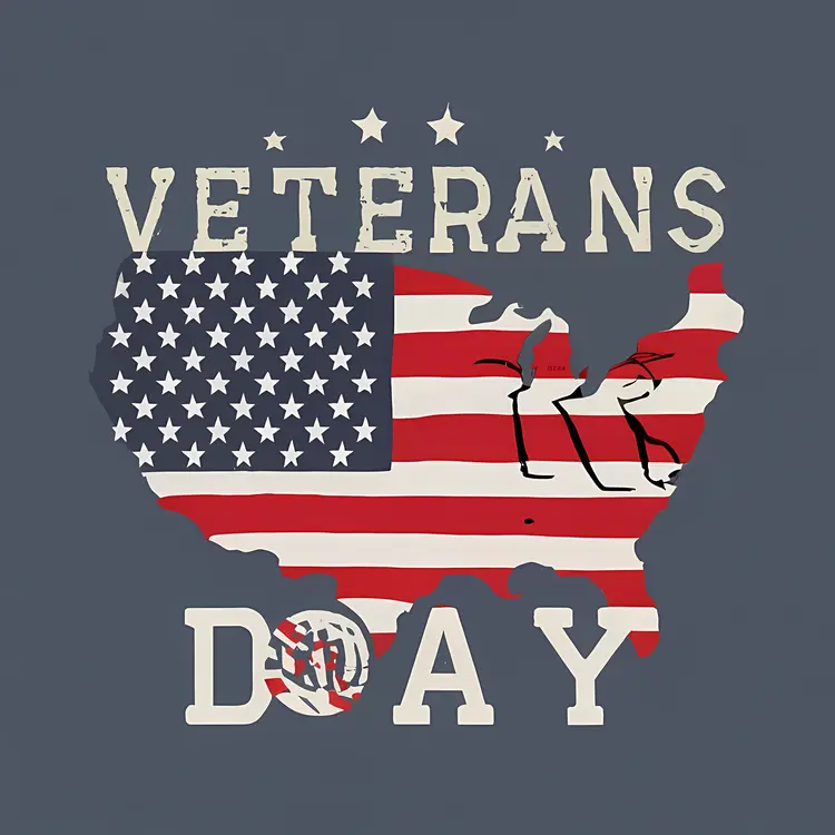 Veterans Day Poster with USA Map