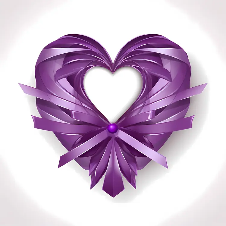Beautiful Purple Ribbon Heart for Celebrations