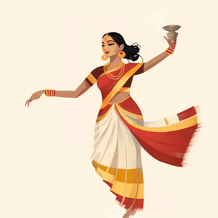 Woman Dancing with a Bowl in Cultural Ceremony