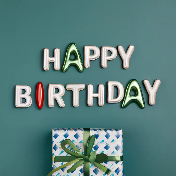 Happy Birthday with Gift and Ribbon