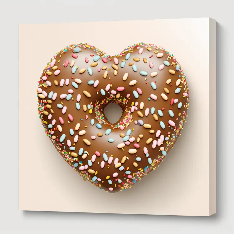 Heart-shaped Donut with Chocolate Frosting and Sprinkles