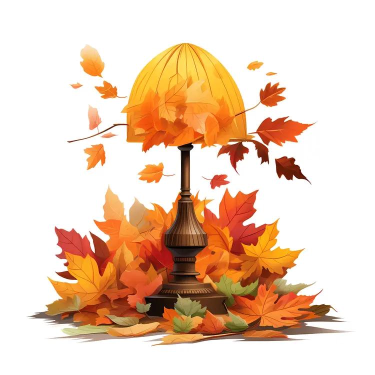 Cozy Autumn Lamp with Falling Leaves