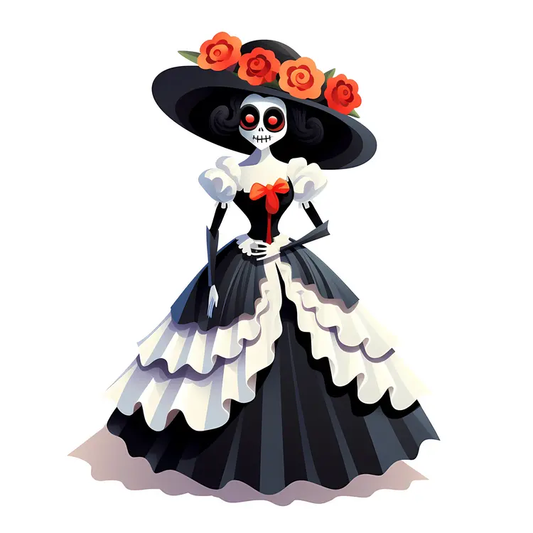 Skeleton in Festive Dress
