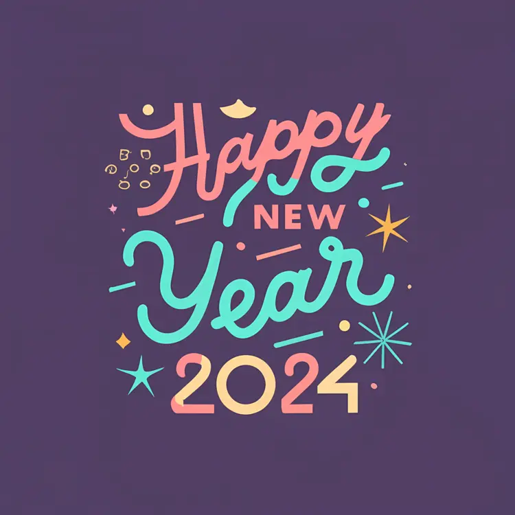 Stylish Happy New Year 2024 Text