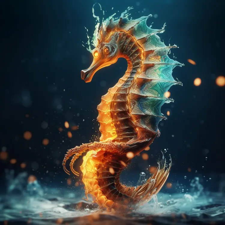 Glowing Seahorse in Underwater Fantasy