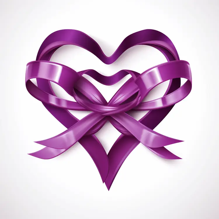 Purple Ribbon Heart for Valentine's Day