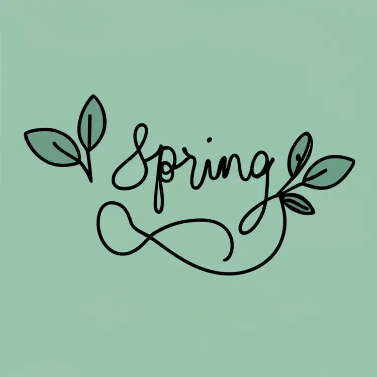 Spring Text with Leaves