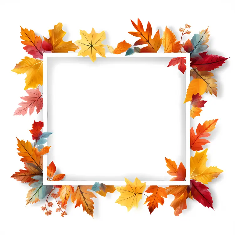 Autumn Leaves Frame with Fall Decoration