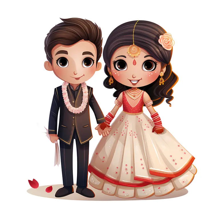 Traditional Wedding Couple Illustration