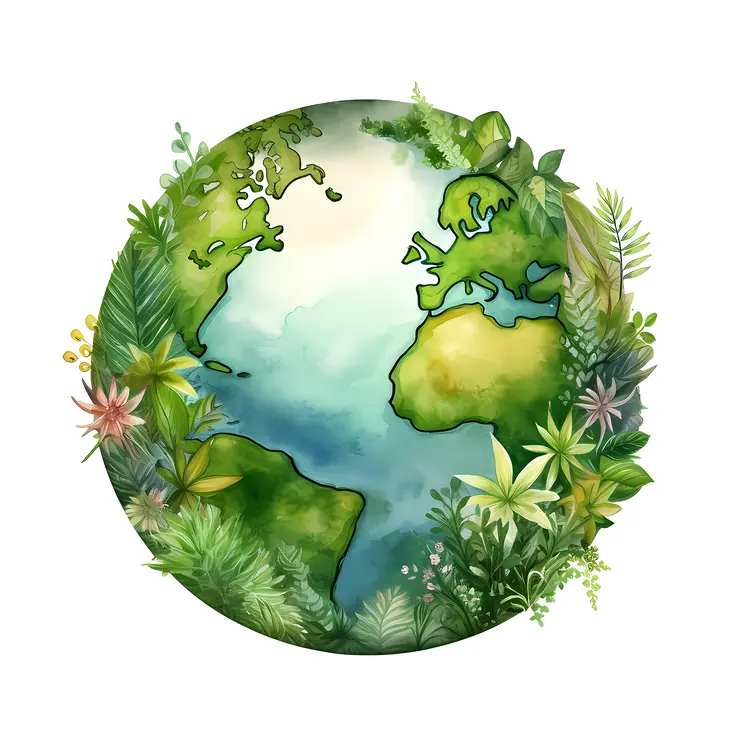 Earth with Plants Illustration