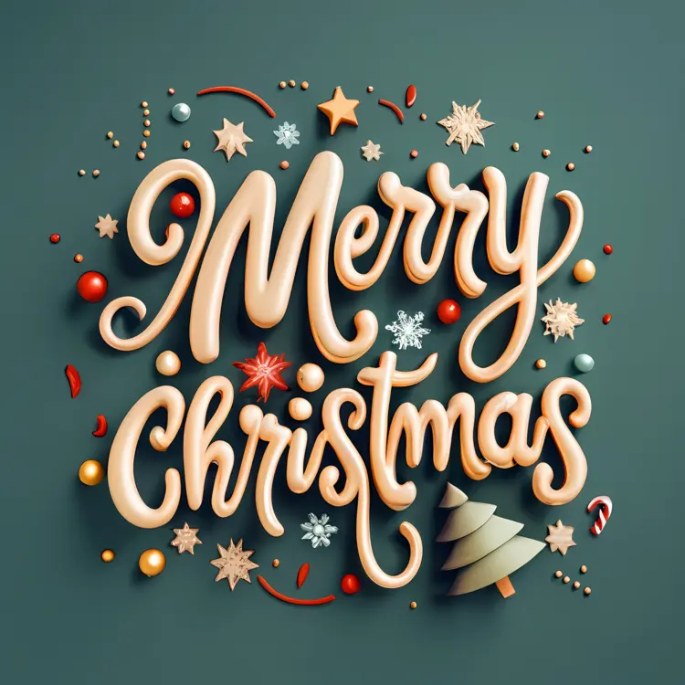 Merry Christmas with Decorations and Tree