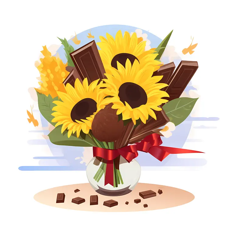 Sunflower and Chocolate Bouquet