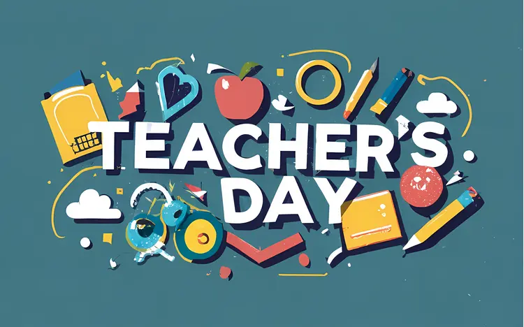 Colorful Teacher's Day Celebration with School Supplies